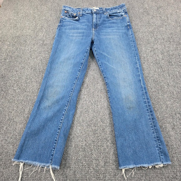 Trave Colette Jeans Womens 31 Blue Denim Kick Flare Cropped Frayed Hem - Picture 2 of 9